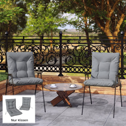 2-Pack Seat Cushions 120 x 50 x 8 cm (47.2 x 19.7 x 3.1 in) — Chair Cushions with Ties, Indoor/Outdoor, Light Gray