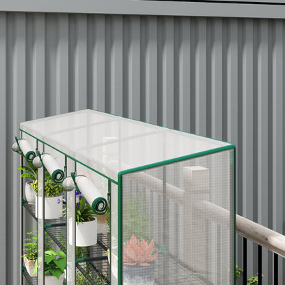 3-Tier PVC Garden Greenhouse with Steel Frame, 2 Roll-Up Zip Doors — 215 x 46 x 151 cm (84.6" x 18.1" x 59.4"), White