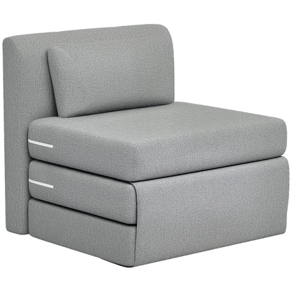 Floor Chair 2-in-1 Foldable Sleeper Sofa with Linen Look, Padded Floor Seat up to 240 kg Capacity for Living Room, Bedroom, Grey