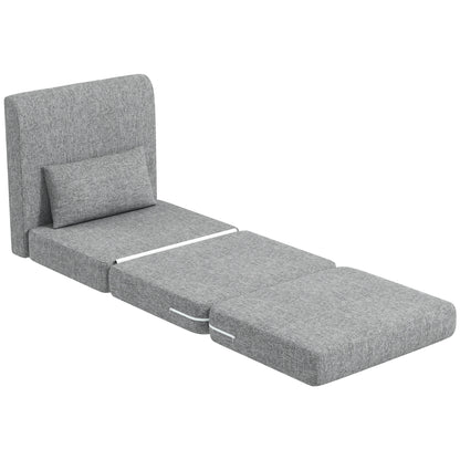 Floor Chair 2-in-1 Foldable Sleeper Sofa with Linen Look, Padded Floor Seat up to 240 kg Capacity for Living Room, Bedroom, Grey