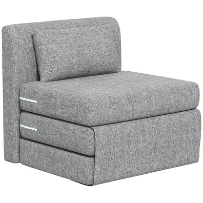 Floor Chair 2-in-1 Foldable Sleeper Sofa with Linen Look, Padded Floor Seat up to 240 kg Capacity for Living Room, Bedroom, Grey