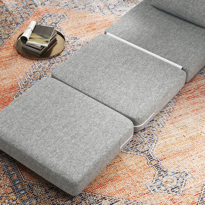 Floor Chair 2-in-1 Foldable Sleeper Sofa with Linen Look, Padded Floor Seat up to 240 kg Capacity for Living Room, Bedroom, Grey