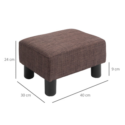 Footstool Ottoman with Linen Upholstery Modern Footrest Pouf for Bedroom, Living Room, Brown