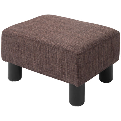 Footstool Ottoman with Linen Upholstery Modern Footrest Pouf for Bedroom, Living Room, Brown