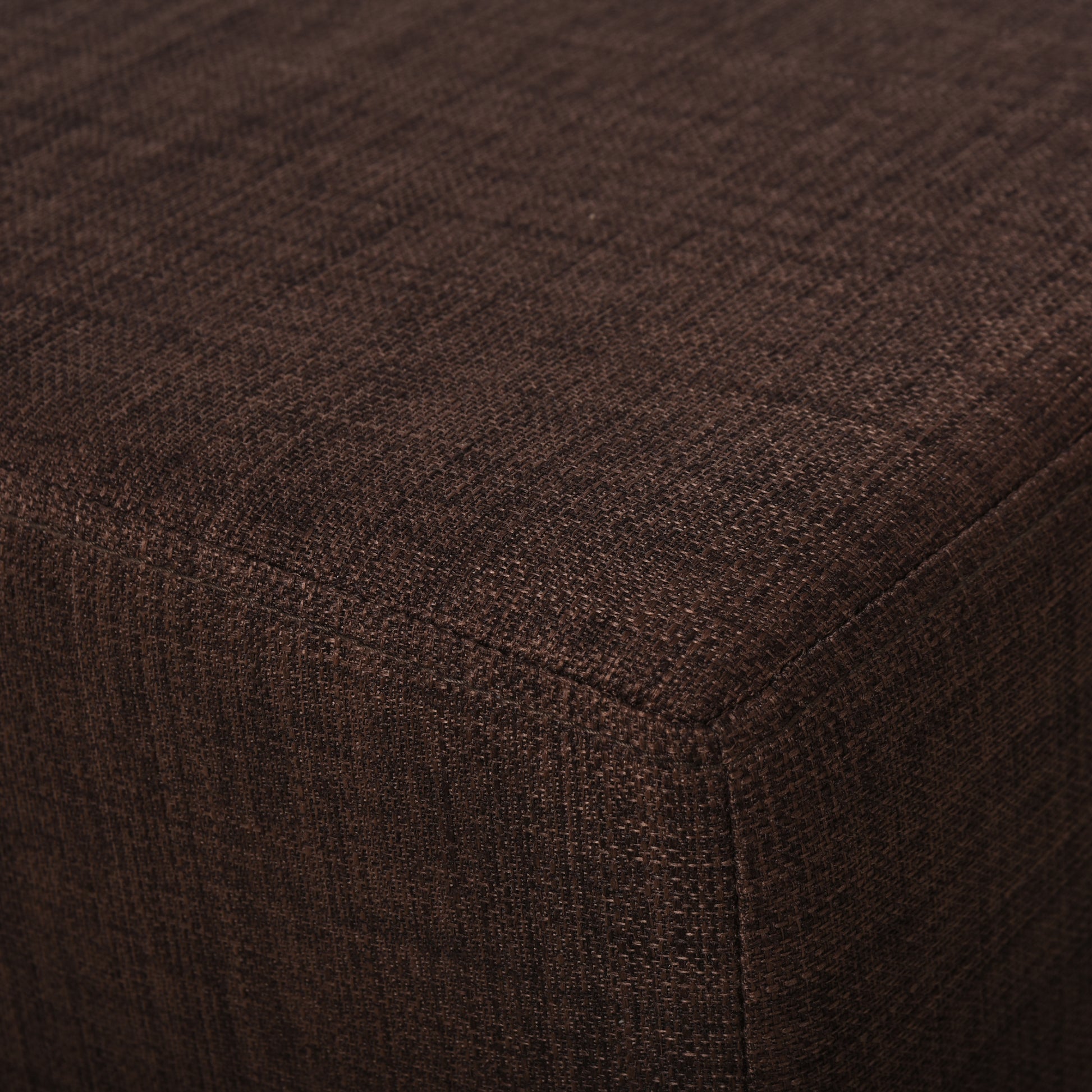 Footstool Ottoman with Linen Upholstery Modern Footrest Pouf for Bedroom, Living Room, Brown