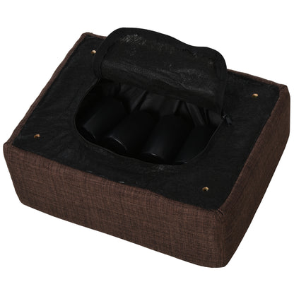 Footstool Ottoman with Linen Upholstery Modern Footrest Pouf for Bedroom, Living Room, Brown