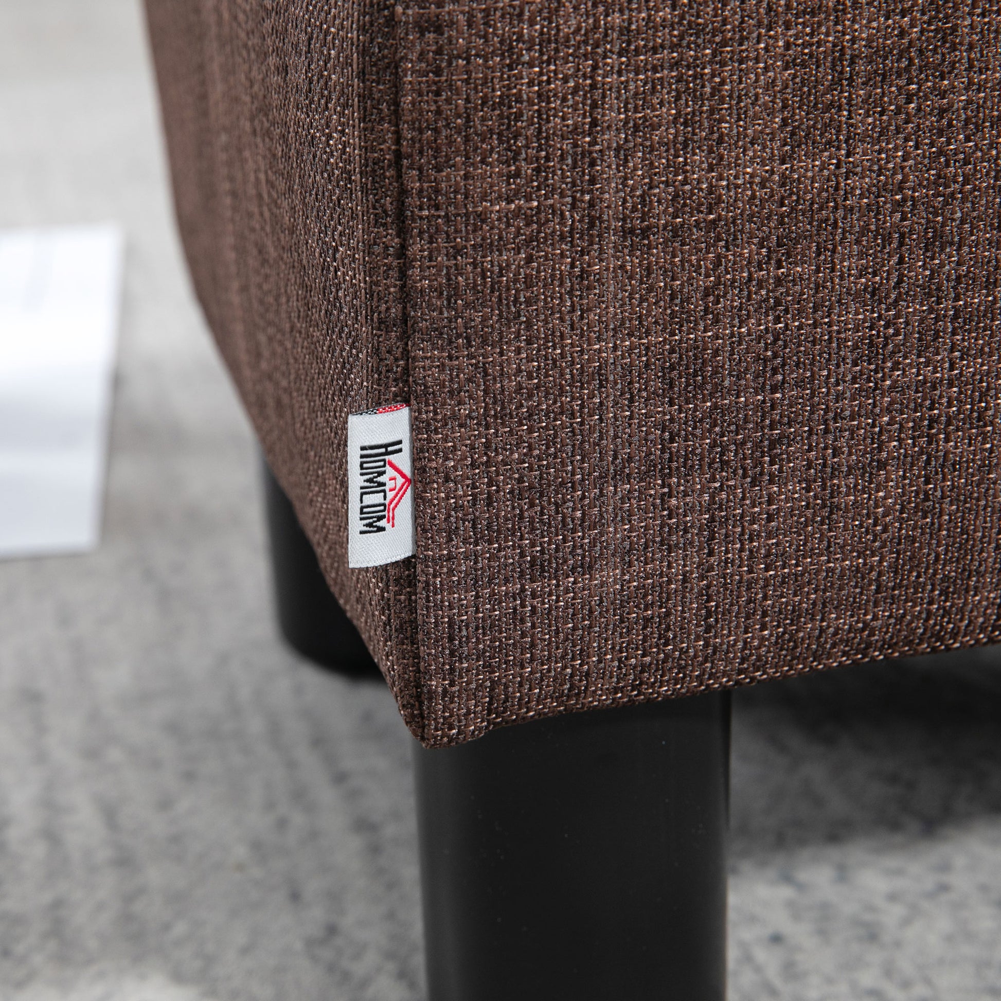 Footstool Ottoman with Linen Upholstery Modern Footrest Pouf for Bedroom, Living Room, Brown
