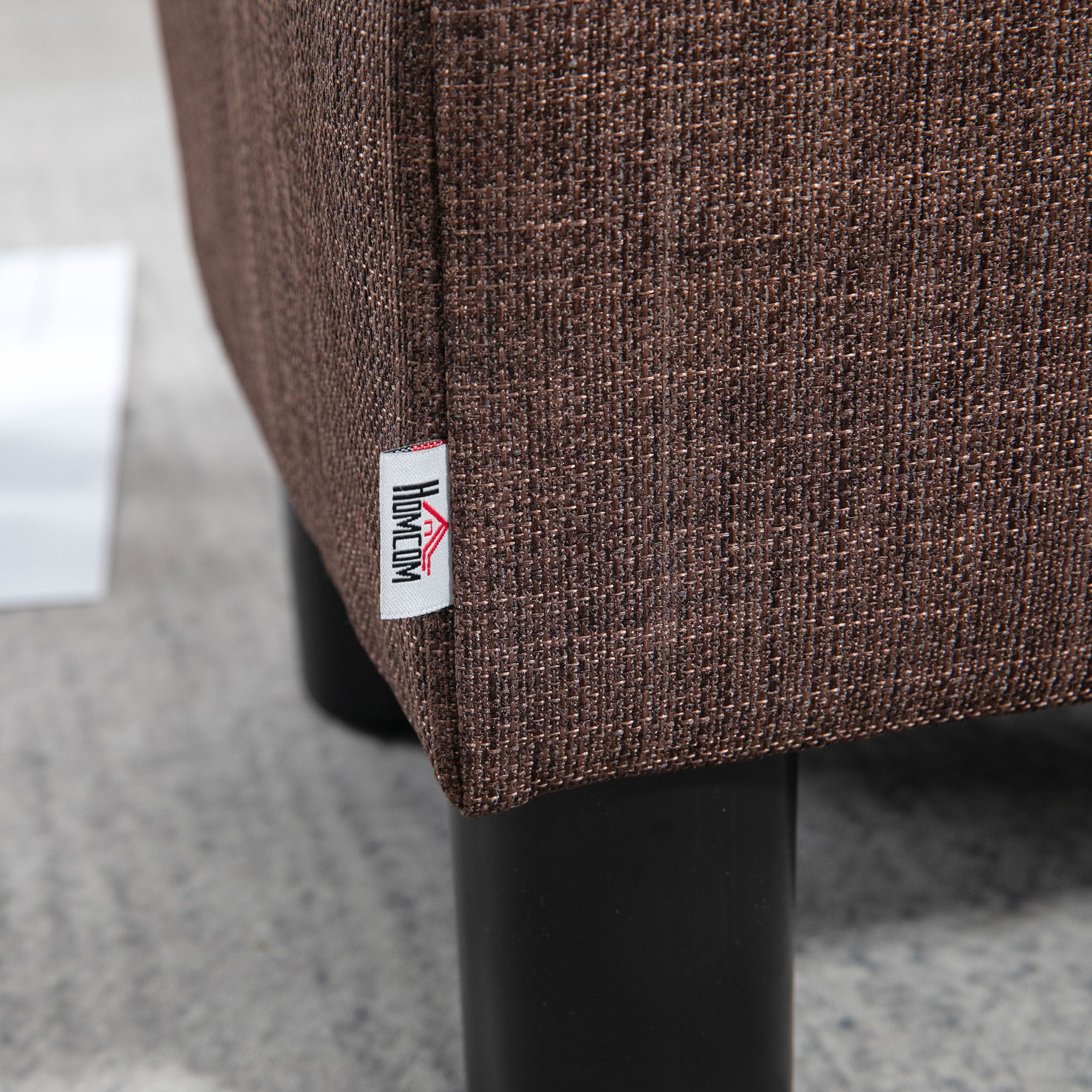 Footstool Ottoman with Linen Upholstery Modern Footrest Pouf for Bedroom, Living Room, Brown