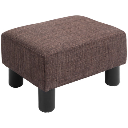 Footstool Ottoman with Linen Upholstery Modern Footrest Pouf for Bedroom, Living Room, Brown