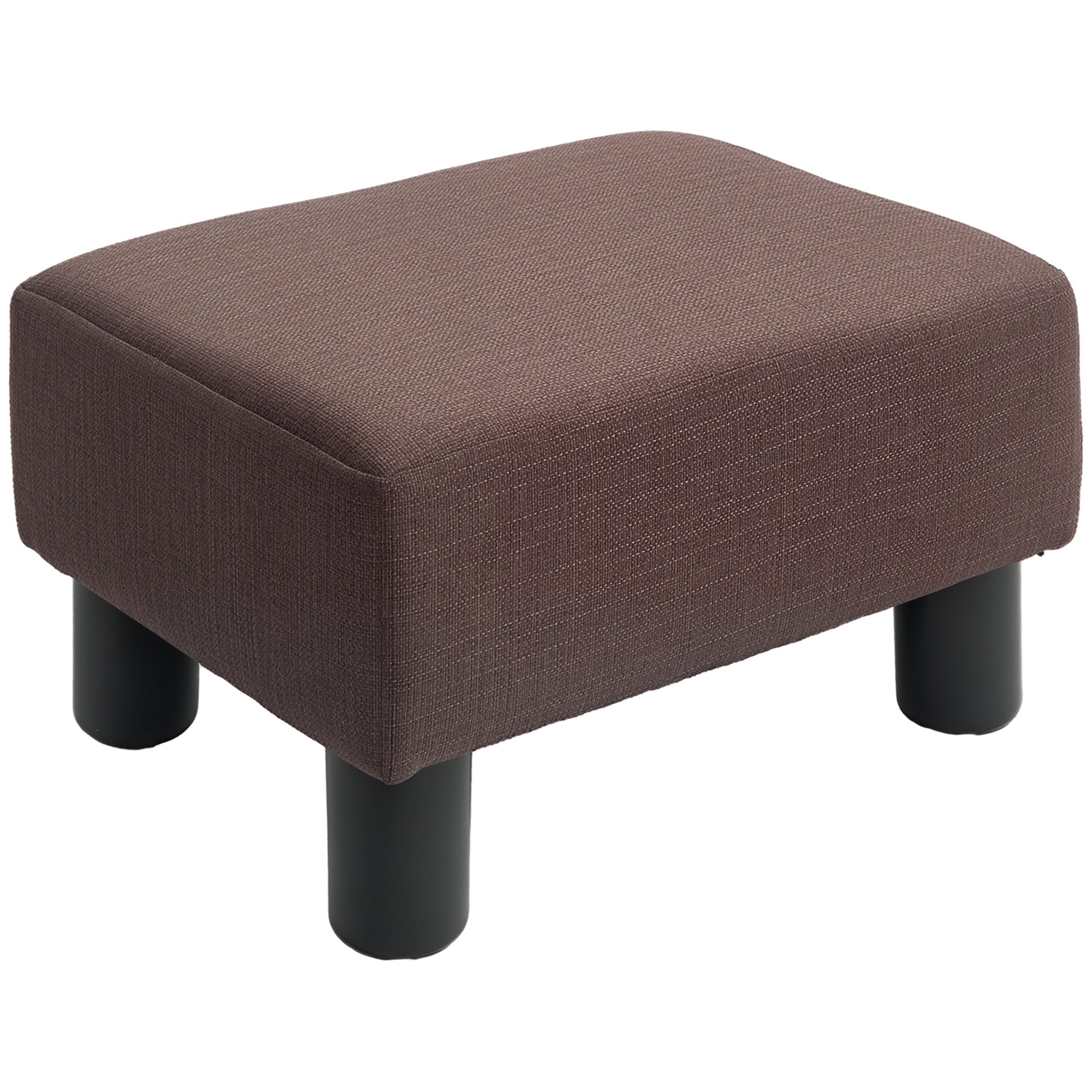 Footstool Ottoman with Linen Upholstery Modern Footrest Pouf for Bedroom, Living Room, Brown