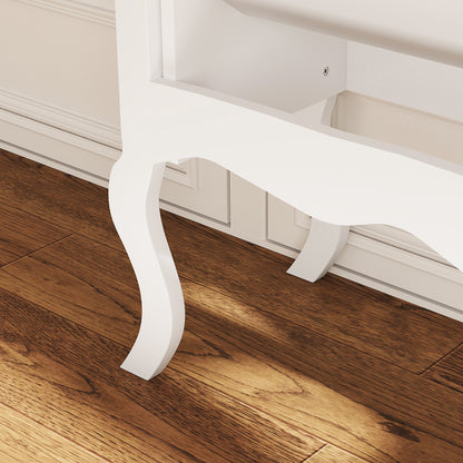 French Style Shoe Cabinet Shoe Storage Organizer with 2 Foldable Drawers Adjustable Shelves for 16 Pairs of Shoes Narrow Shoe Rack for Hallway 84x29x109 cm White