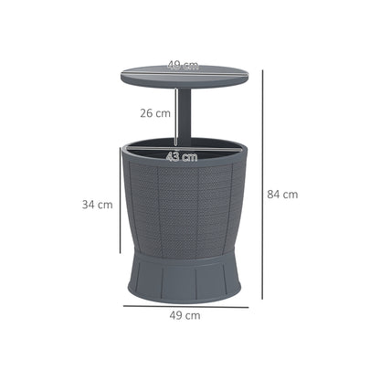 Outdoor Cooler Table 41 L 3 in 1 Cool Bar Side Table with Adjustable Height 58-84 cm Ice Bucket Lift Top for Pool Garden Patio Gray