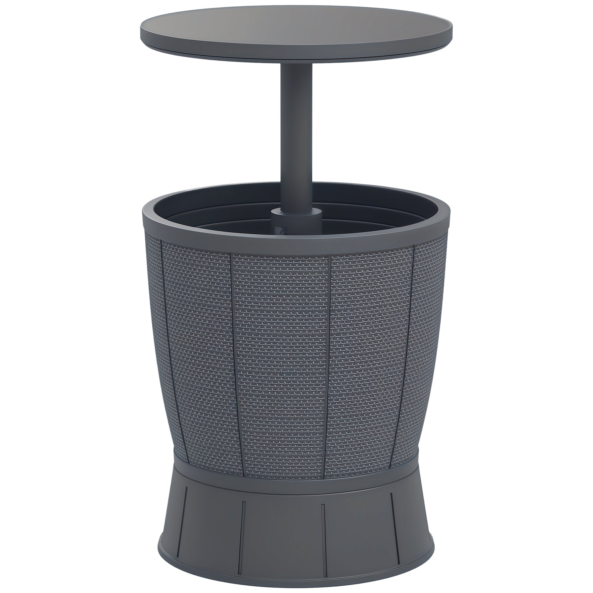 Outdoor Cooler Table 41 L 3 in 1 Cool Bar Side Table with Adjustable Height 58-84 cm Ice Bucket Lift Top for Pool Garden Patio Gray