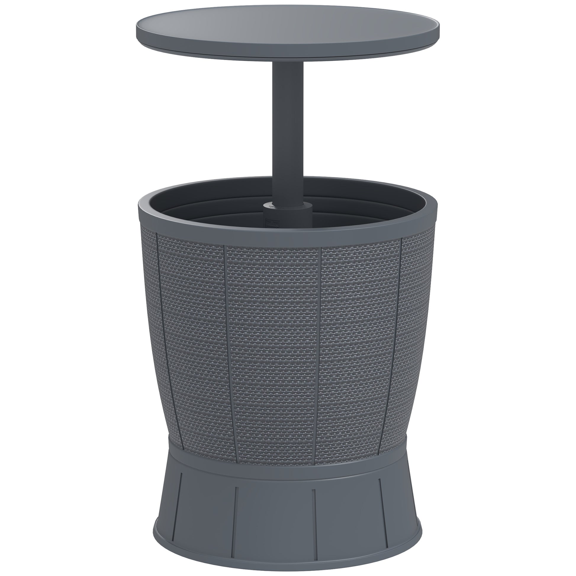 Outdoor Cooler Table 41 L 3 in 1 Cool Bar Side Table with Adjustable Height 58-84 cm Ice Bucket Lift Top for Pool Garden Patio Gray