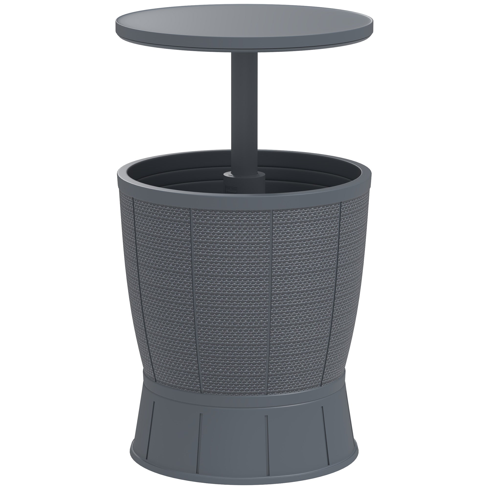 Outdoor Cooler Table 41 L 3 in 1 Cool Bar Side Table with Adjustable Height 58-84 cm Ice Bucket Lift Top for Pool Garden Patio Gray