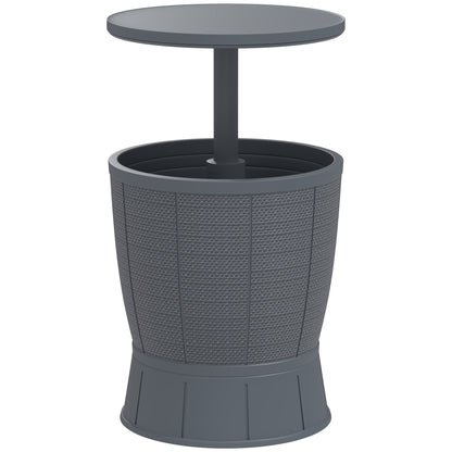 Outdoor Cooler Table 41 L 3 in 1 Cool Bar Side Table with Adjustable Height 58-84 cm Ice Bucket Lift Top for Pool Garden Patio Gray