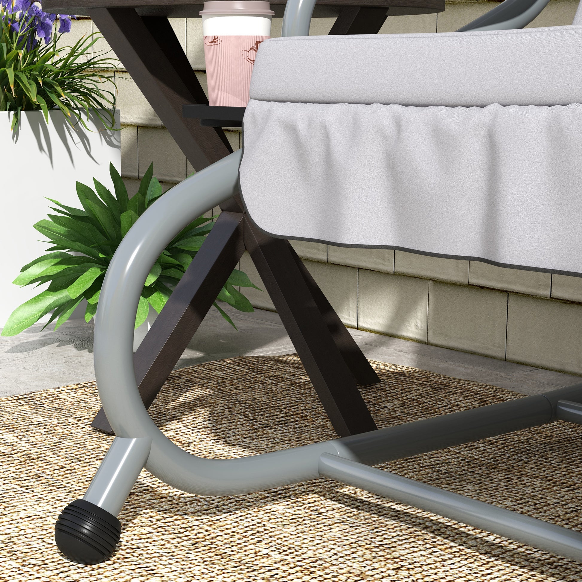 Hollywood Swing with Reclining Function, 3-Seater Garden Swing with Adjustable Canopy, Side Table, Water-Resistant Swing Bench supports up to 340kg, for Garden, 200x120x164cm, Light Gray