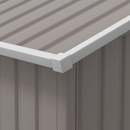 Tool Shed 12.4 sqm, Garden House with Pent Roof, Sliding Door, Foundation, 386 x 340 x 200 cm, Tool Shed made of Galvanized Steel, Weatherproof, for Garden, Light Grey