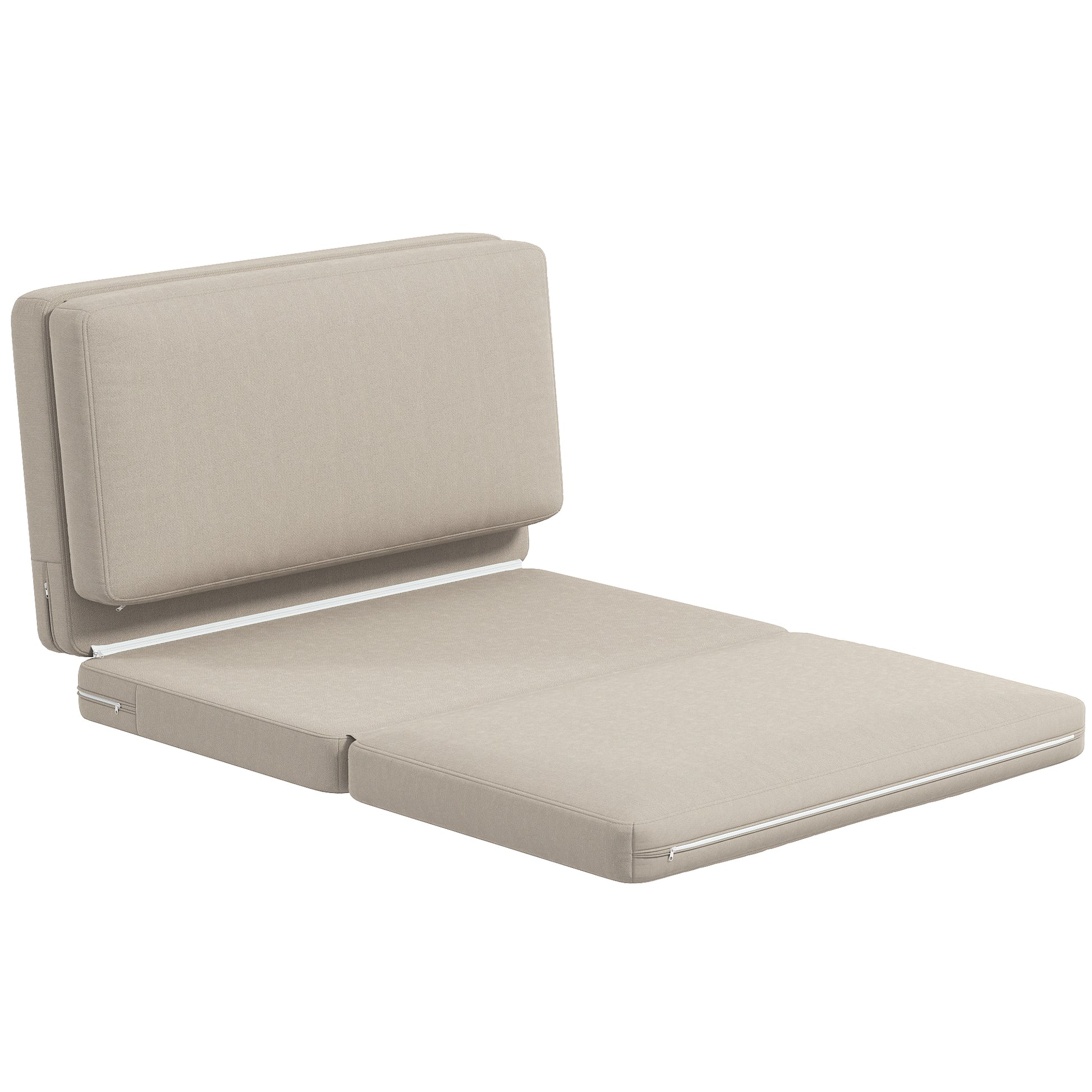 3-in-1 Folding Floor Sofa Bed with Velvet Look, Upholstered Sofa Bed Supports up to 240 kg for Bedroom, Living Room, Beige