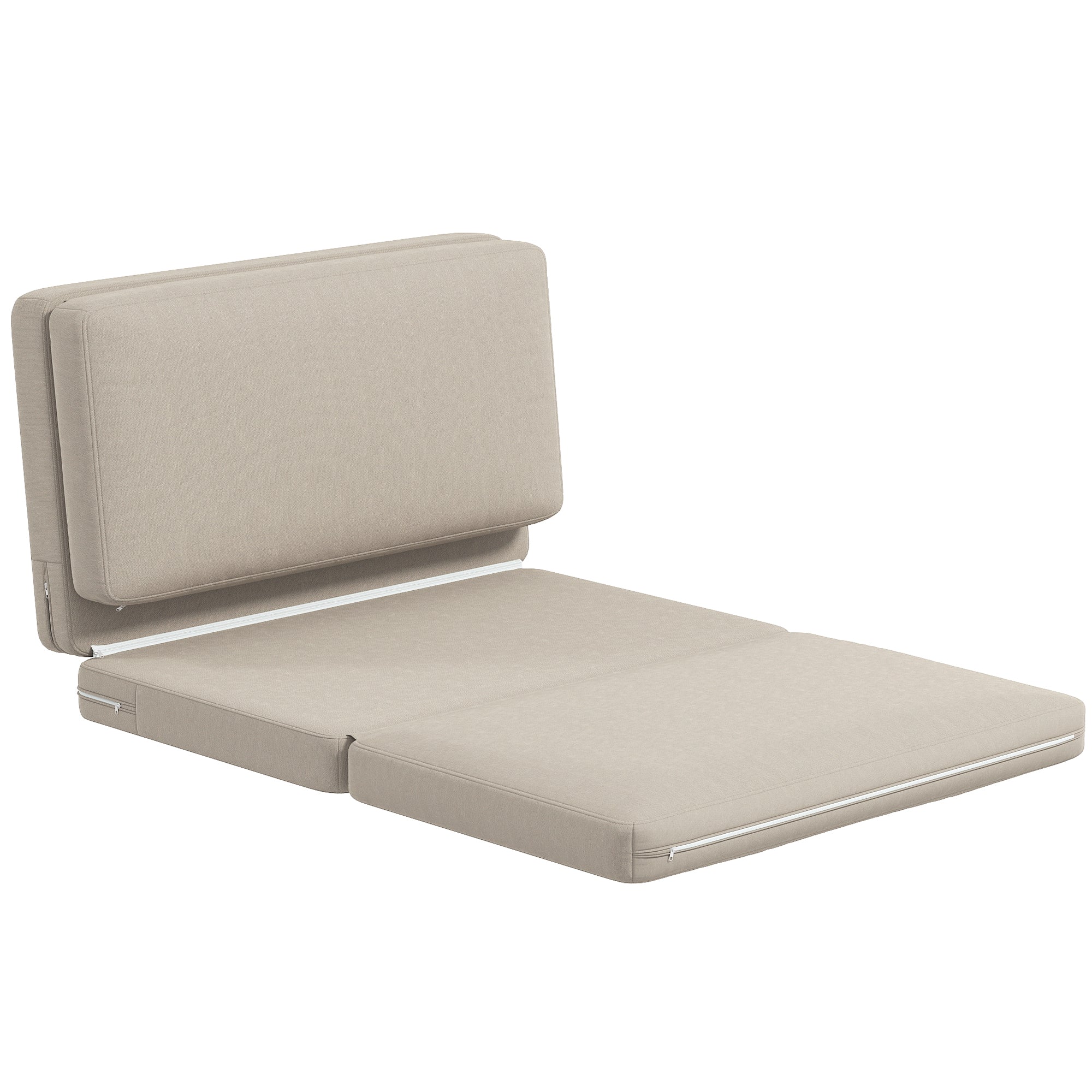 3-in-1 Folding Floor Sofa Bed with Velvet Look, Upholstered Sofa Bed Supports up to 240 kg for Bedroom, Living Room, Beige