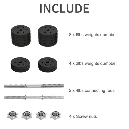 Dumbbell Set 30KG with Weight Plates for Home Office Gym Steel Faux Leather Black Strength Training