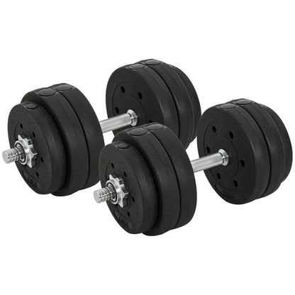 Dumbbell Set 30KG with Weight Plates for Home Office Gym Steel Faux Leather Black Strength Training
