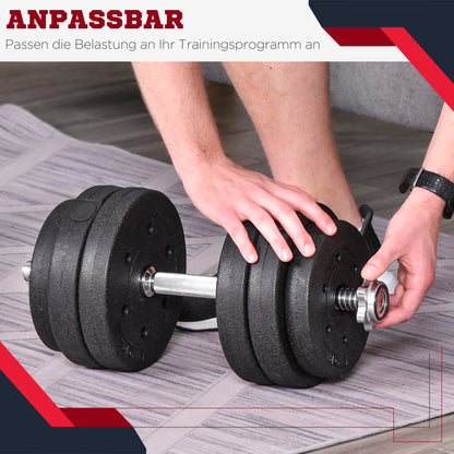 Dumbbell Set 30KG with Weight Plates for Home Office Gym Steel Faux Leather Black Strength Training