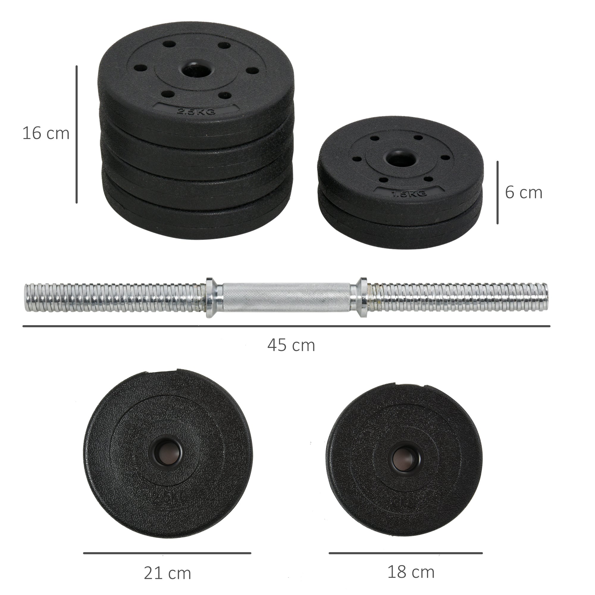 Dumbbell Set 30KG with Weight Plates for Home Office Gym Steel Faux Leather Black Strength Training