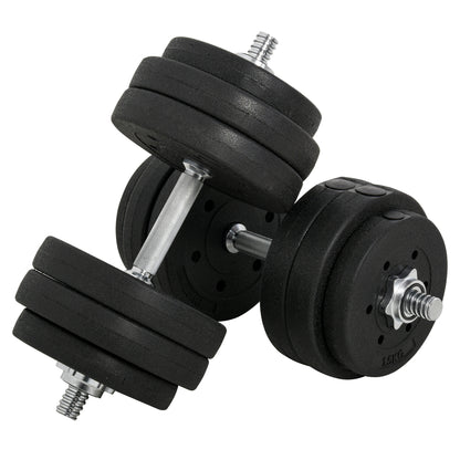 Dumbbell Set 30KG with Weight Plates for Home Office Gym Steel Faux Leather Black Strength Training