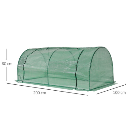 Outdoor Greenhouse 78.74x39.37x31.50 inches Garden Tunnel Type Greenhouse with Steel Frame and PE Cover Small Greenhouse for Plant Cultivation Tomatoes Green