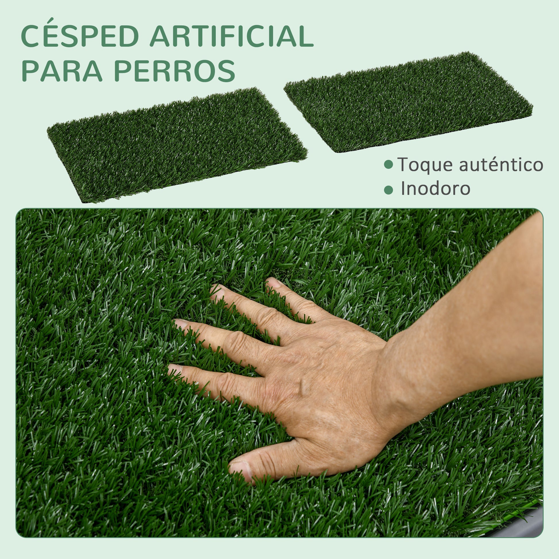 Dog Toilet with 2 Artificial Grass Patches Dog Litter Box with Grid and Tray for Puppy Training Indoors and Outdoors 67x41x3.5 cm Green
