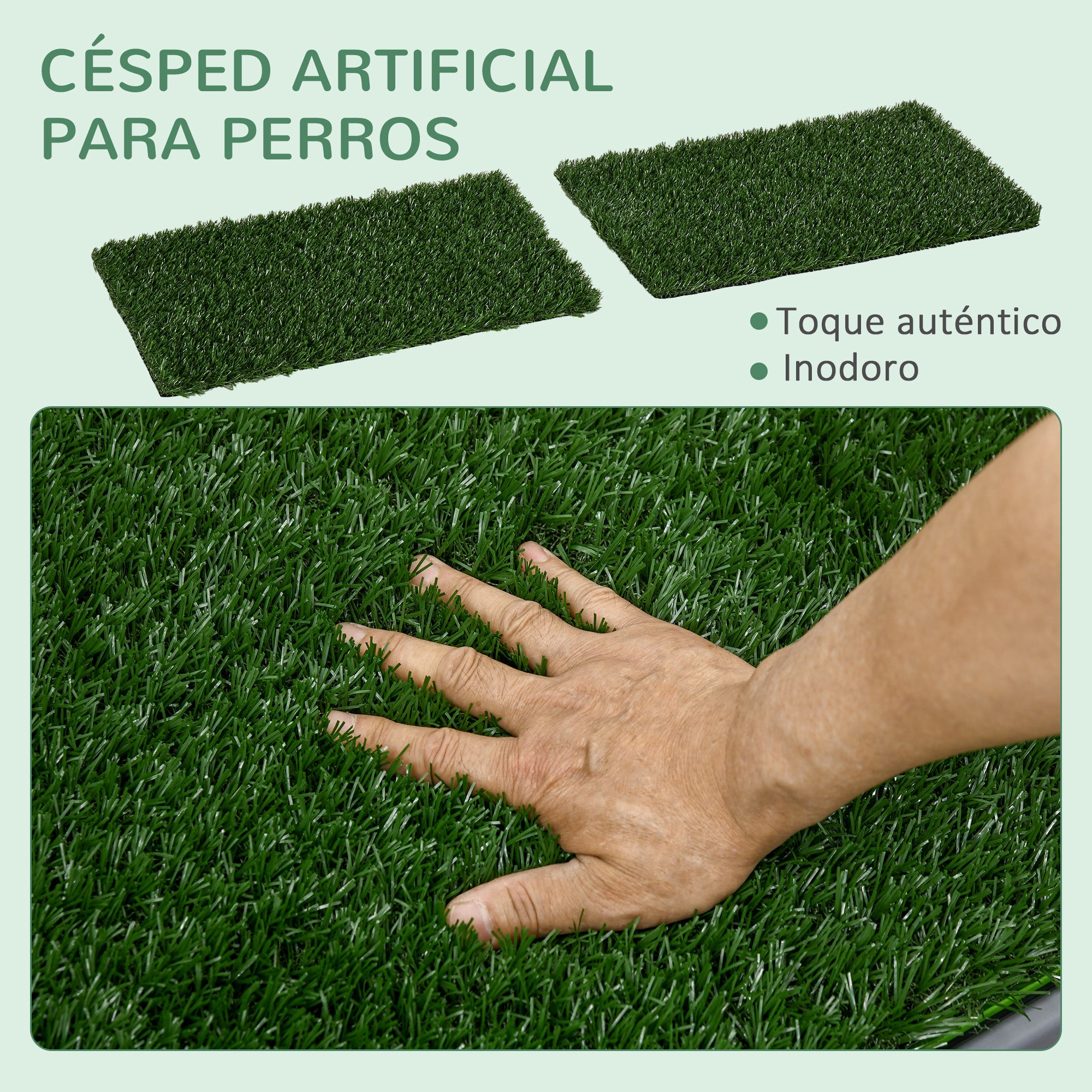 Dog Toilet with 2 Artificial Grass Patches Dog Litter Box with Grid and Tray for Puppy Training Indoors and Outdoors 67x41x3.5 cm Green