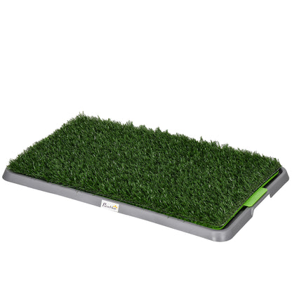 Dog Toilet with 2 Artificial Grass Patches Dog Litter Box with Grid and Tray for Puppy Training Indoors and Outdoors 67x41x3.5 cm Green
