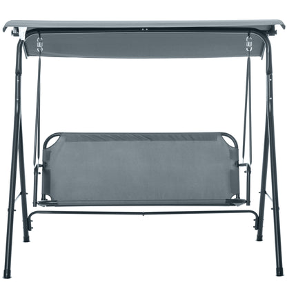 3-Seater Garden Swing with Adjustable Sunshade Canopy, Breathable Polyester and Steel Seat, Holds up to 200 kg, 172x110x153 cm, Gray and Black