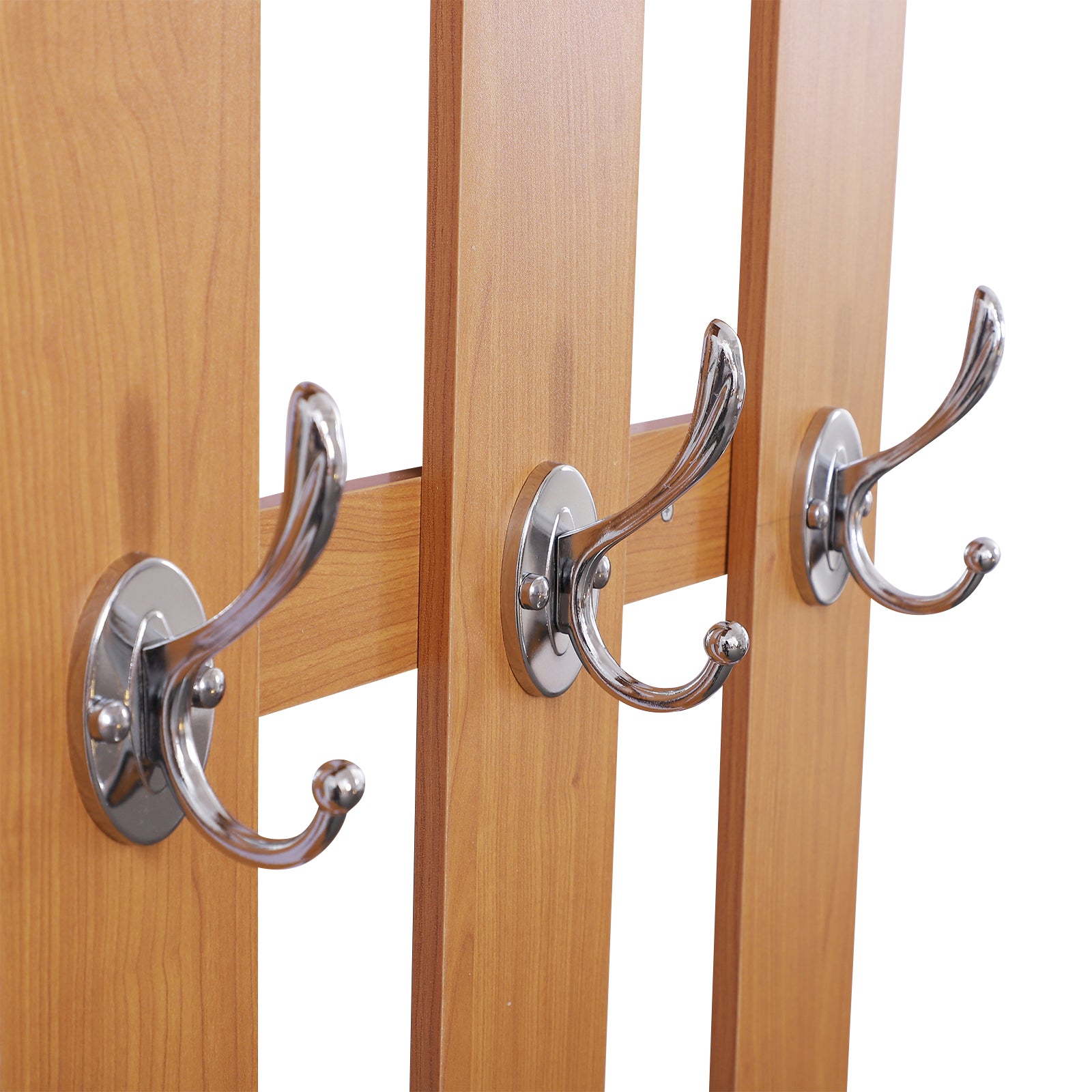 Entryway Hall Tree with Mirror Coat Rack and Shoe Storage 2-Piece Hallway Furniture with 6 Hooks Shelves and Flip-Down Drawer for Hallway Wood Brown