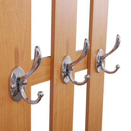 Entryway Hall Tree with Mirror Coat Rack and Shoe Storage 2-Piece Hallway Furniture with 6 Hooks Shelves and Flip-Down Drawer for Hallway Wood Brown