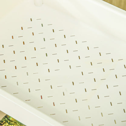 3-Tier Serving Cart with Wheels Handle Utility Cart with Hanging Basket Kitchen Rack Kitchen Trolley for Kitchen Office Bathroom, White