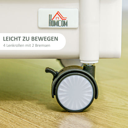 3-Tier Serving Cart with Wheels Handle Utility Cart with Hanging Basket Kitchen Rack Kitchen Trolley for Kitchen Office Bathroom, White