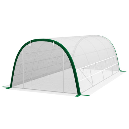 Garden Tunnel Greenhouse 18m² Tomato Greenhouse 6L x 3W x 2H m - 8 Windows, Roll-Up Zippered Door - Galvanized Steel Tubular Frame, White High-Density PE Cover