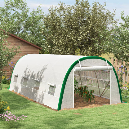 Garden Tunnel Greenhouse 18m² Tomato Greenhouse 6L x 3W x 2H m - 8 Windows, Roll-Up Zippered Door - Galvanized Steel Tubular Frame, White High-Density PE Cover