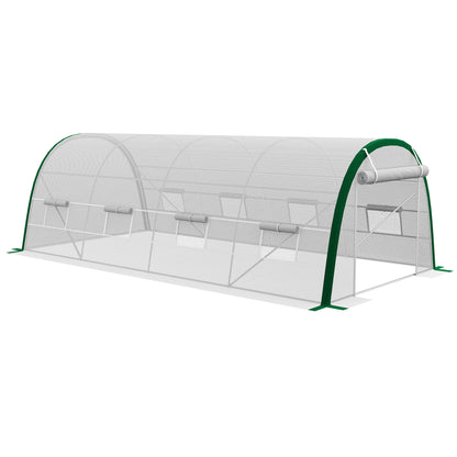 Garden Tunnel Greenhouse 18m² Tomato Greenhouse 6L x 3W x 2H m - 8 Windows, Roll-Up Zippered Door - Galvanized Steel Tubular Frame, White High-Density PE Cover