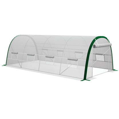 Garden Tunnel Greenhouse 18m² Tomato Greenhouse 6L x 3W x 2H m - 8 Windows, Roll-Up Zippered Door - Galvanized Steel Tubular Frame, White High-Density PE Cover