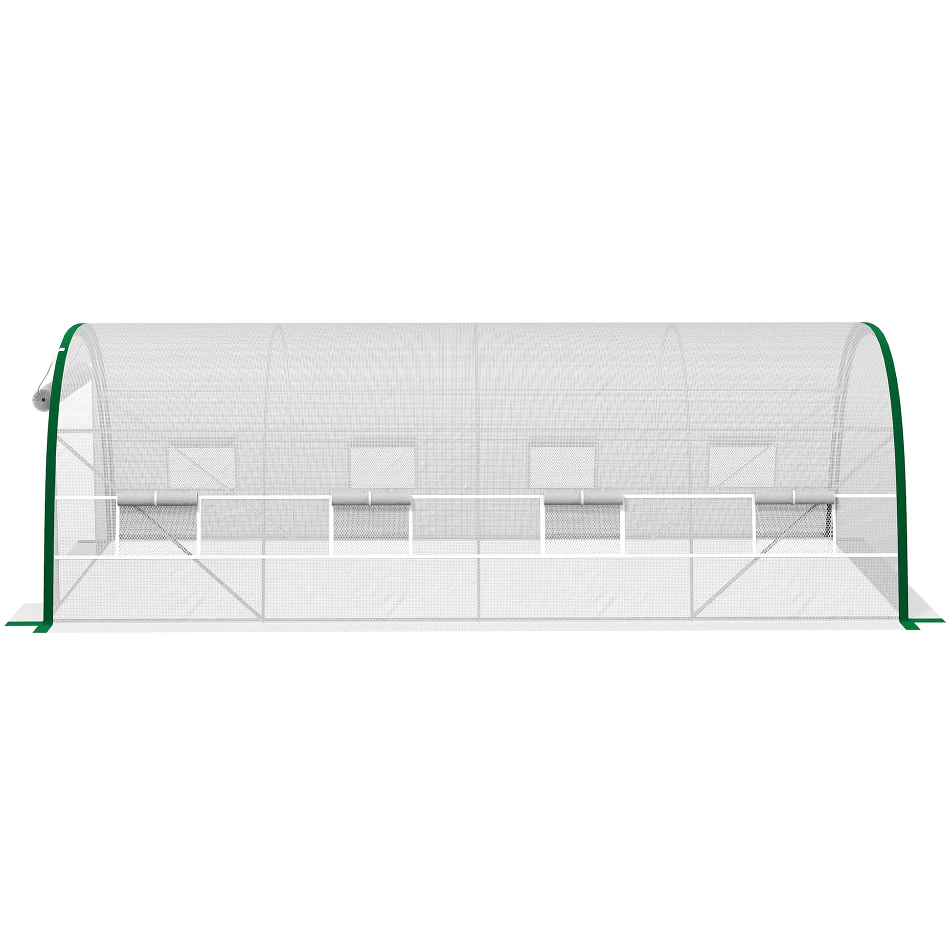 Garden Tunnel Greenhouse 18m² Tomato Greenhouse 6L x 3W x 2H m - 8 Windows, Roll-Up Zippered Door - Galvanized Steel Tubular Frame, White High-Density PE Cover