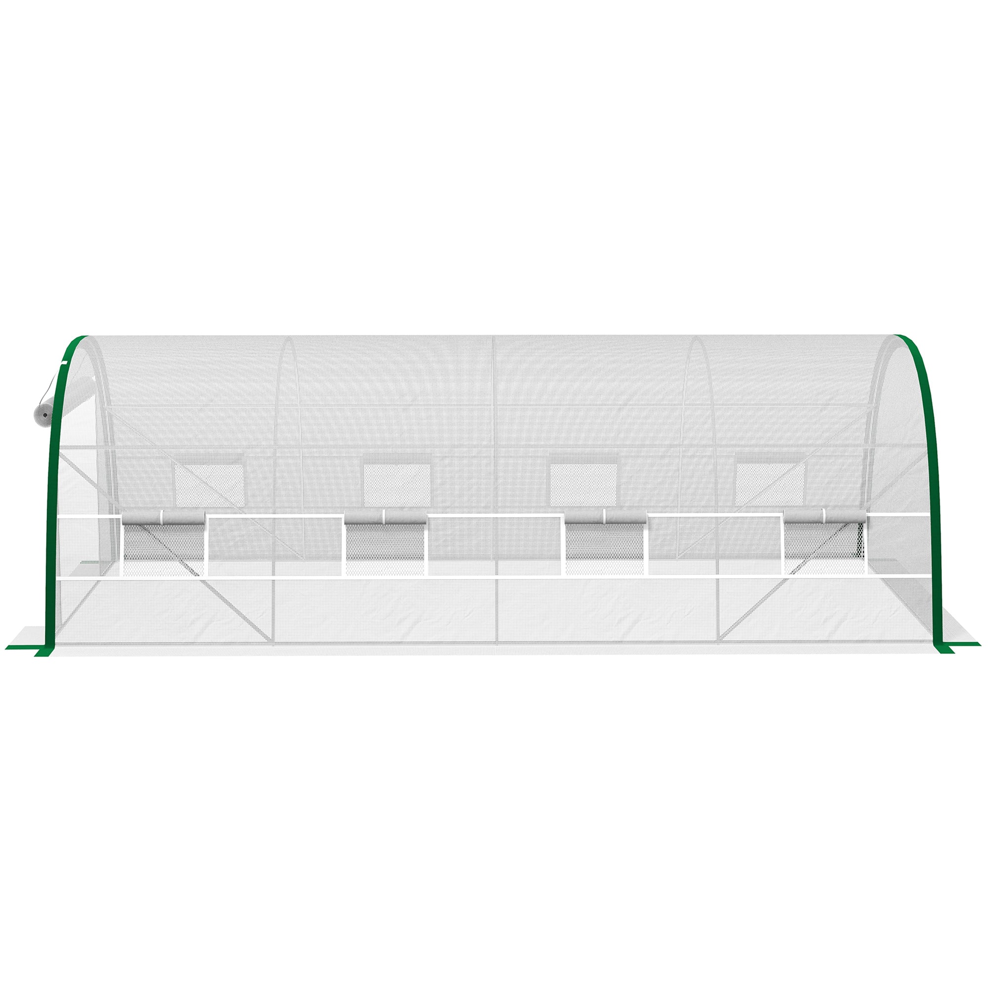 Garden Tunnel Greenhouse 18m² Tomato Greenhouse 6L x 3W x 2H m - 8 Windows, Roll-Up Zippered Door - Galvanized Steel Tubular Frame, White High-Density PE Cover