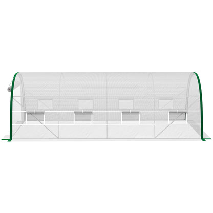 Garden Tunnel Greenhouse 18m² Tomato Greenhouse 6L x 3W x 2H m - 8 Windows, Roll-Up Zippered Door - Galvanized Steel Tubular Frame, White High-Density PE Cover
