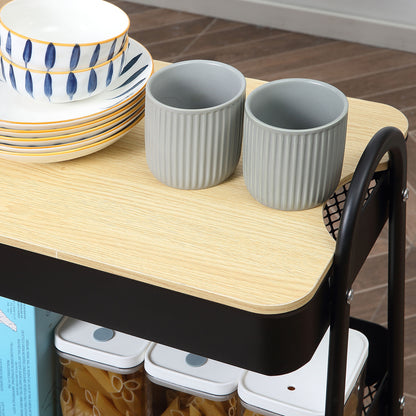 3-Tier Rolling Utility Cart Kitchen Cart with 3 Steel Baskets and 1 Cover Plate for Dining Room Bathroom 17.7x12.2x31.3 inches Black