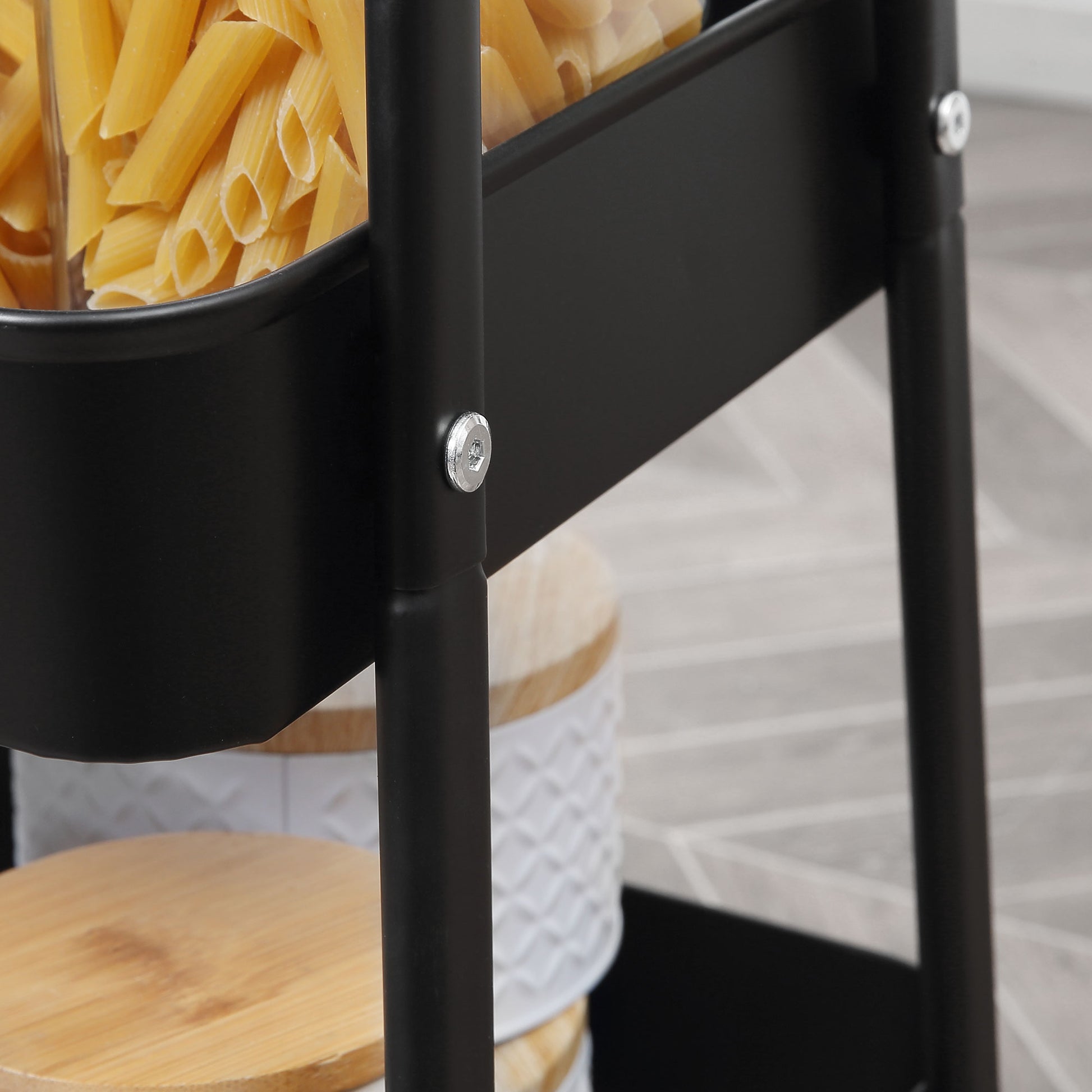 3-Tier Rolling Utility Cart Kitchen Cart with 3 Steel Baskets and 1 Cover Plate for Dining Room Bathroom 17.7x12.2x31.3 inches Black
