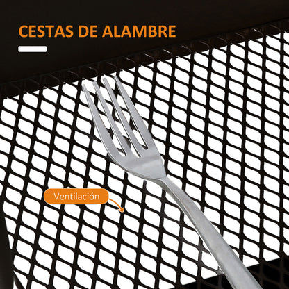 3-Tier Rolling Utility Cart Kitchen Cart with 3 Steel Baskets and 1 Cover Plate for Dining Room Bathroom 17.7x12.2x31.3 inches Black