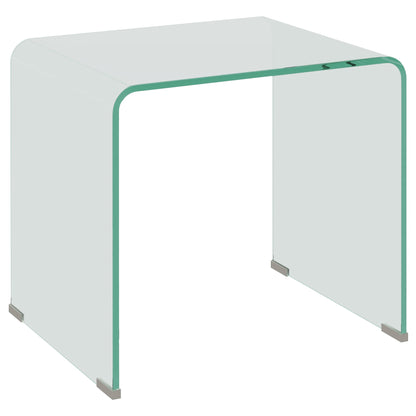 Modern and Monobloc Glass Coffee Table with Non-Slip Feet, Tempered Glass, 50x40x45 cm, Clear