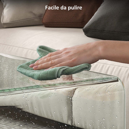 Modern and Monobloc Glass Coffee Table with Non-Slip Feet, Tempered Glass, 50x40x45 cm, Clear